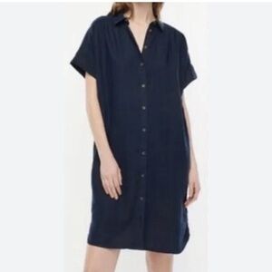 J. Crew Navy Linen Shirt Dress